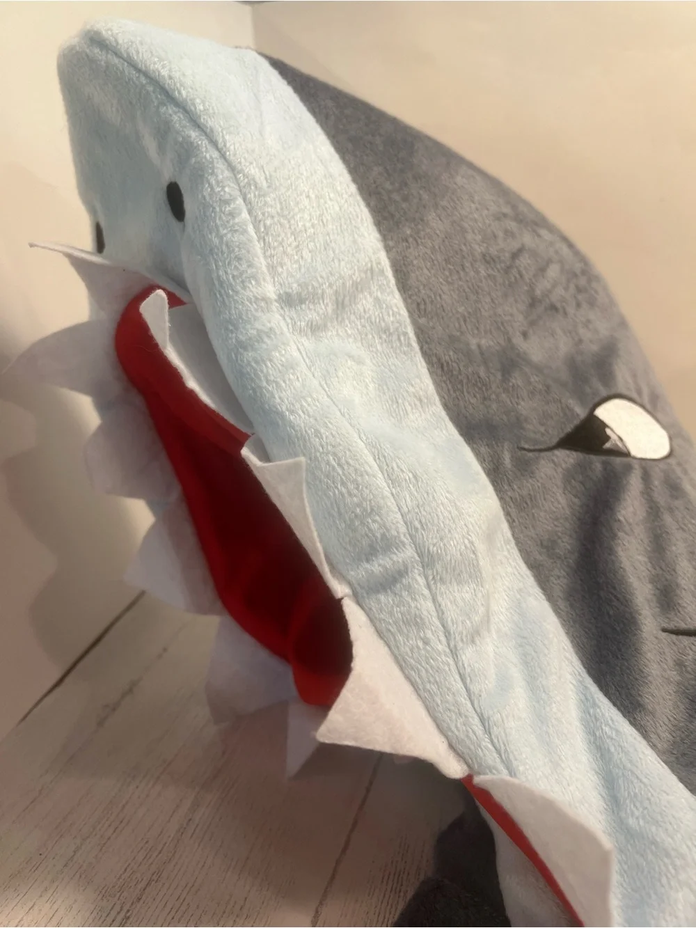 Plush Shark Onesie - Light Gray & White - Picture 4 of 15